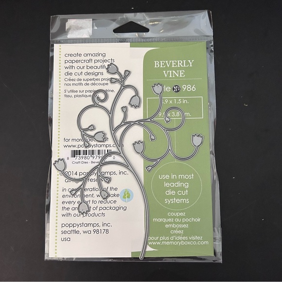 Poppy Stamps Beverly Vine craft die 3.9 x 1.5 inches - Picture 3 of 5